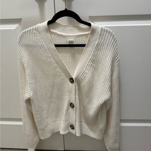 H&M Button Up White Cardigan
